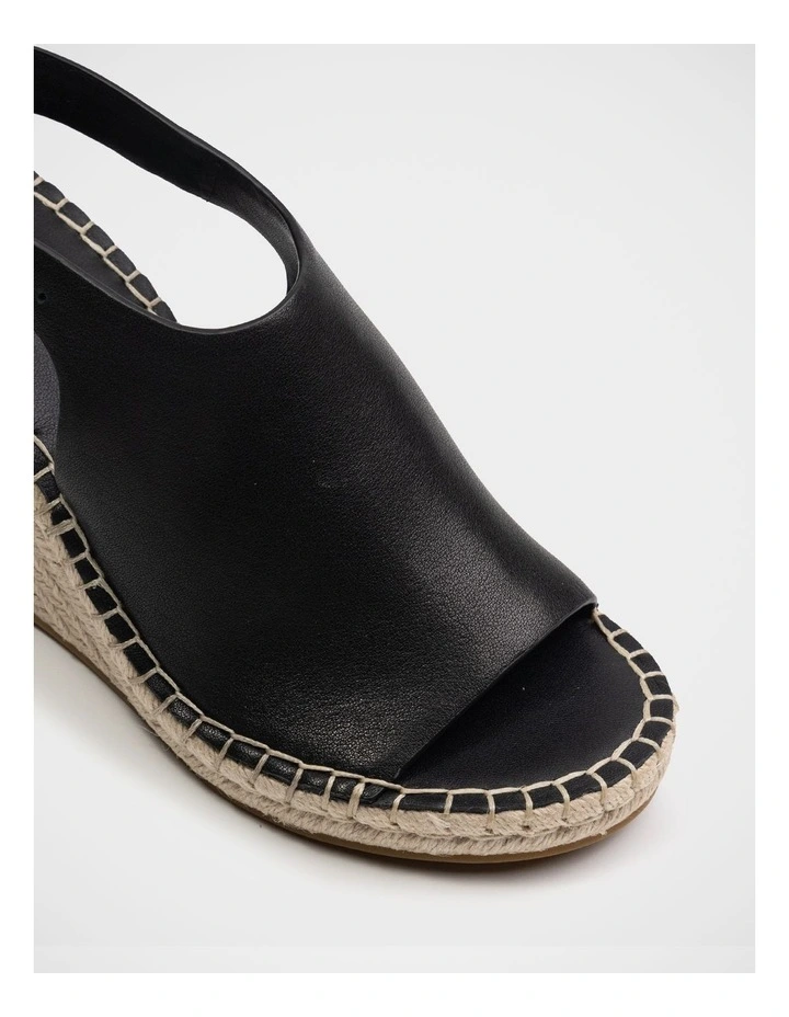 Xandria Leather Espadrille Wedge in Black image 3