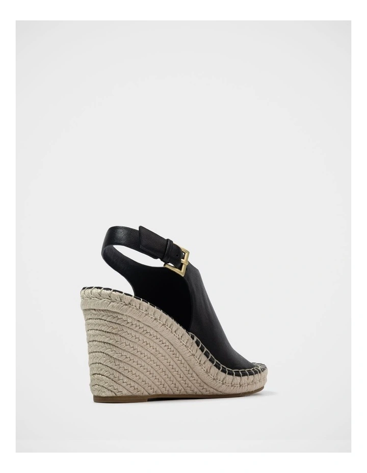Xandria Leather Espadrille Wedge in Black image 4