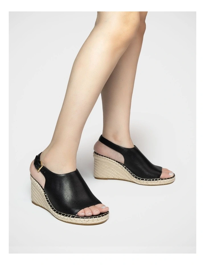 Xandria Leather Espadrille Wedge in Black image 7