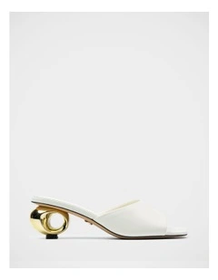 Myra Leather Artistic Mule in Off White