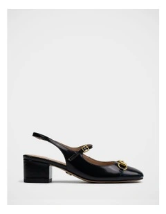 Nora Patent Leather Slingback in Black