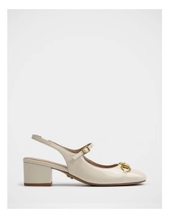 Nora Patent Leather Slingback in Ivory