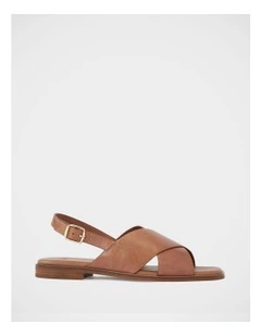 Deon Leather Sandal in Dark Cognac