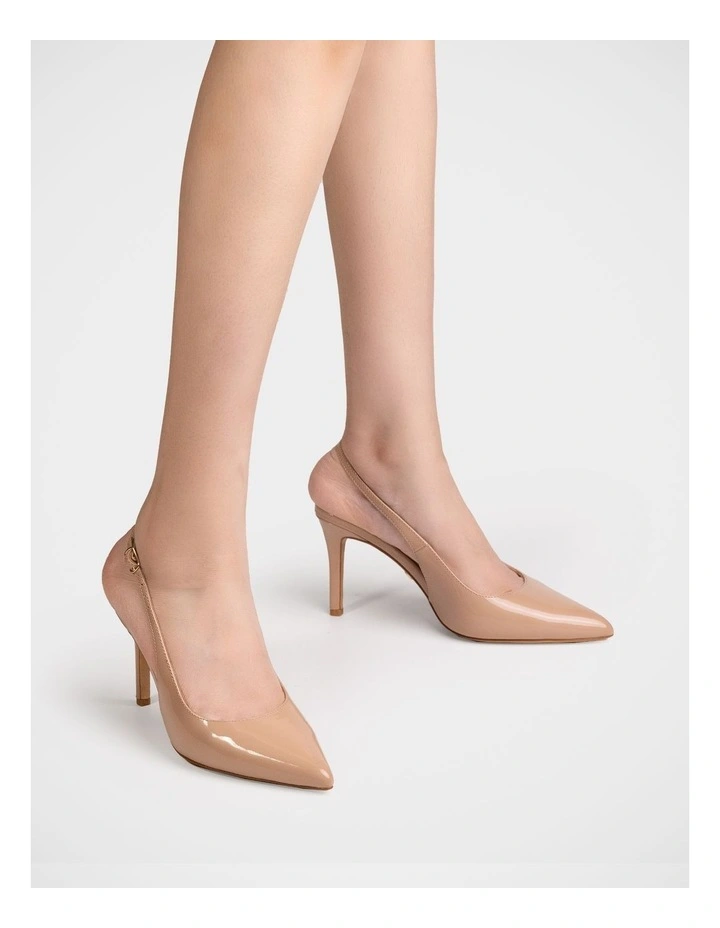 Riker Patent Leather Slingback Heel in Nude image 7