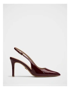 Riker Patent Leather Slingback Heel Shoe in Scarlett