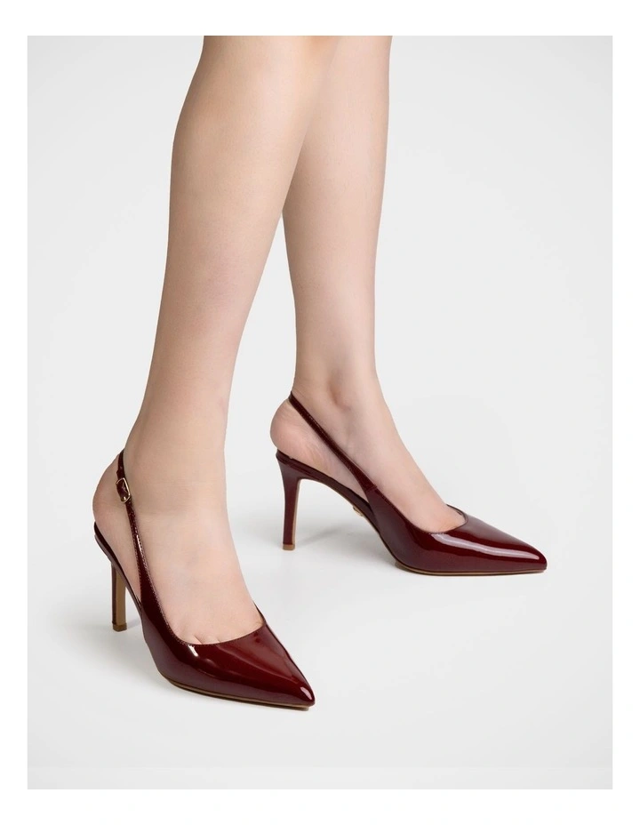 Riker Patent Leather Slingback Heel Shoe in Scarlett image 7