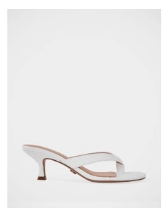 Gigi Leather Kitten Heel Thong in White