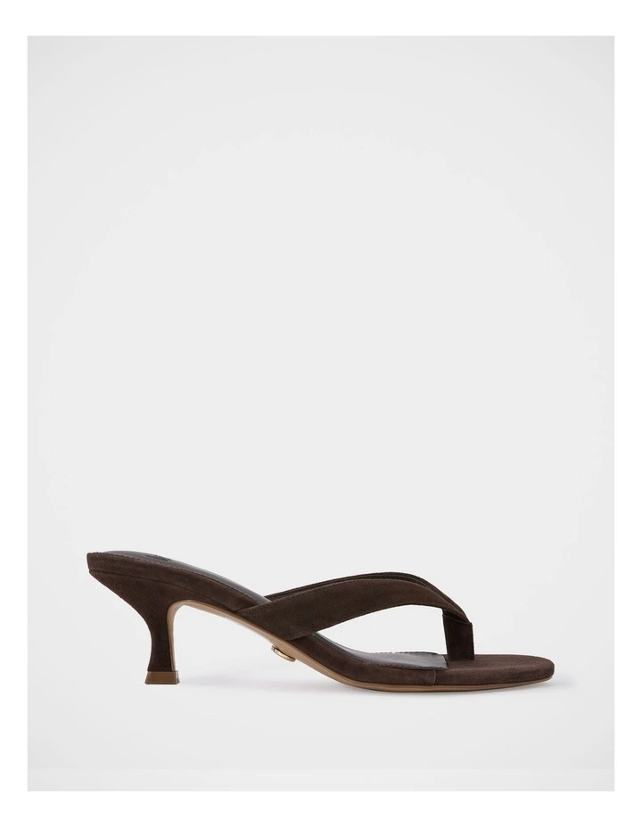 Gigi Suede Leather Kitten Heel Thong in Ebony image 1