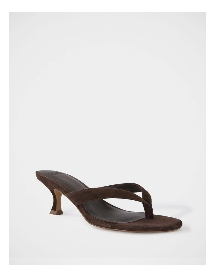 Gigi Suede Leather Kitten Heel Thong in Ebony image 2