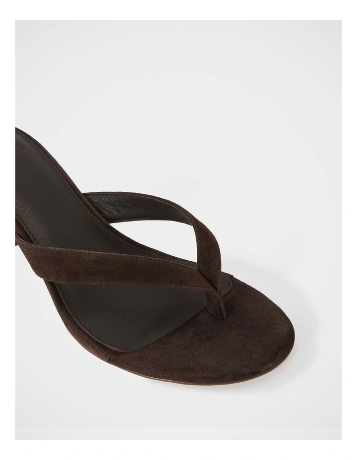 Gigi Suede Leather Kitten Heel Thong in Ebony image 3