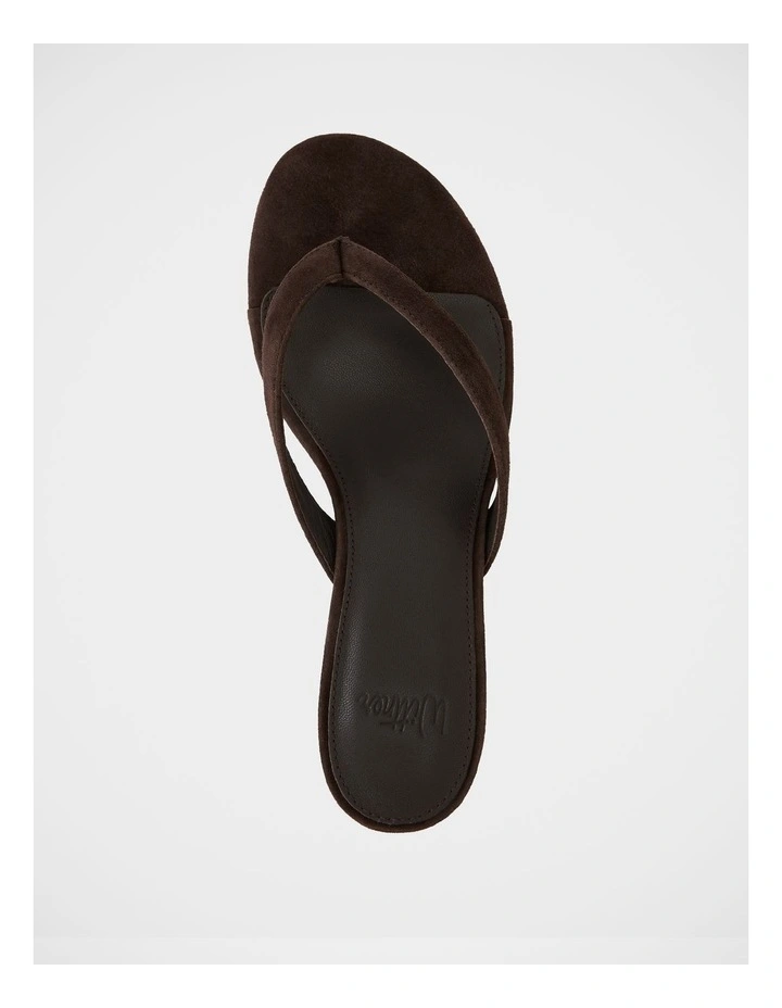 Gigi Suede Leather Kitten Heel Thong in Ebony image 5