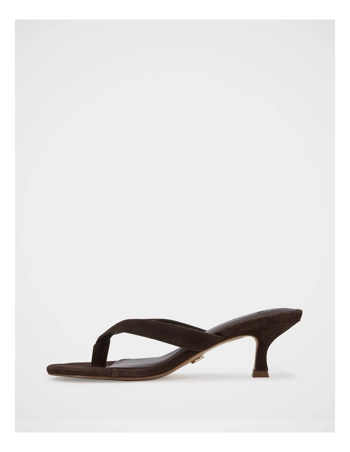 Gigi Suede Leather Kitten Heel Thong in Ebony image 6