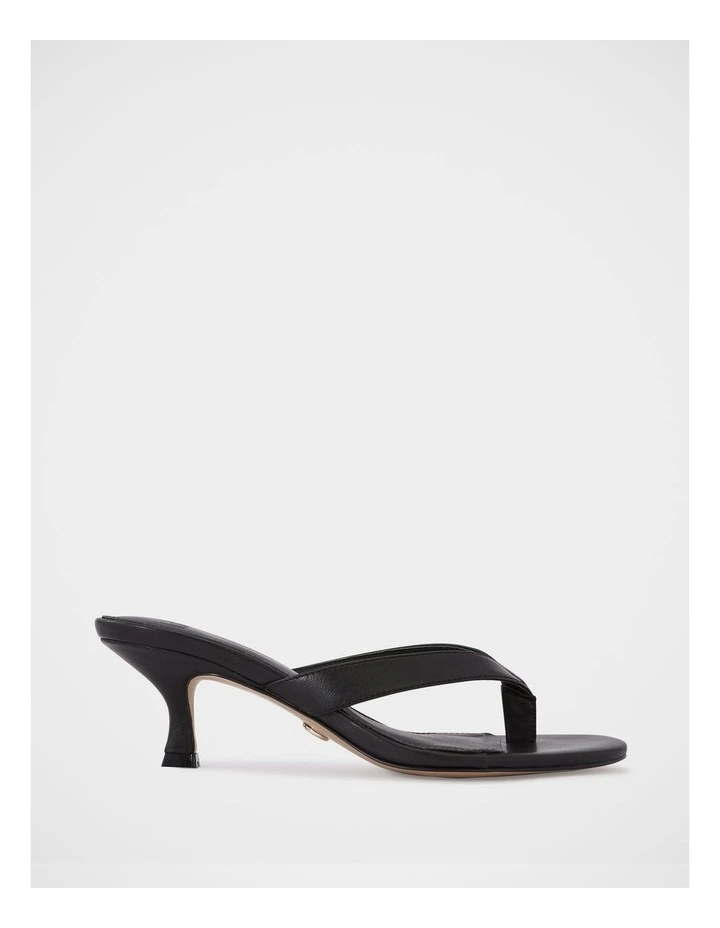 Gigi Leather kitten Heel Thong in Black image 1