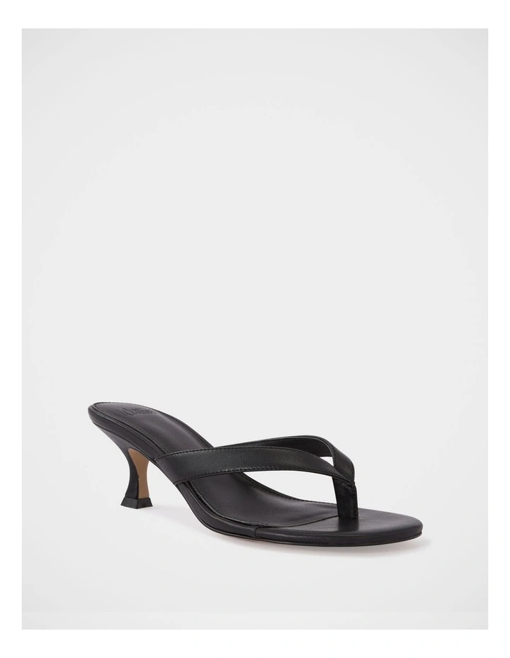 Gigi Leather kitten Heel Thong in Black image 2