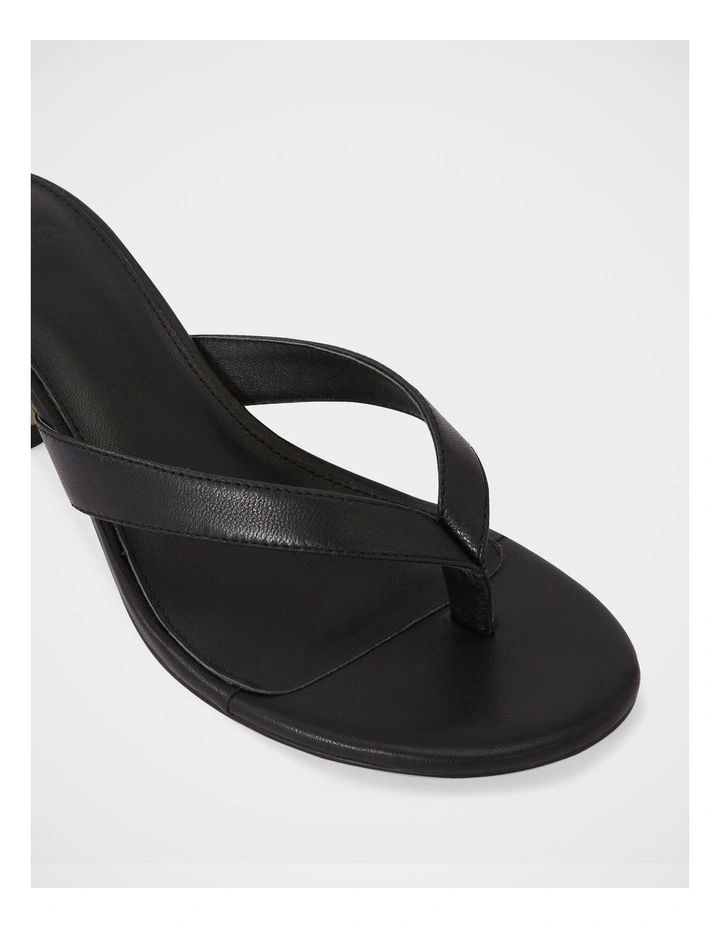 Gigi Leather kitten Heel Thong in Black image 3