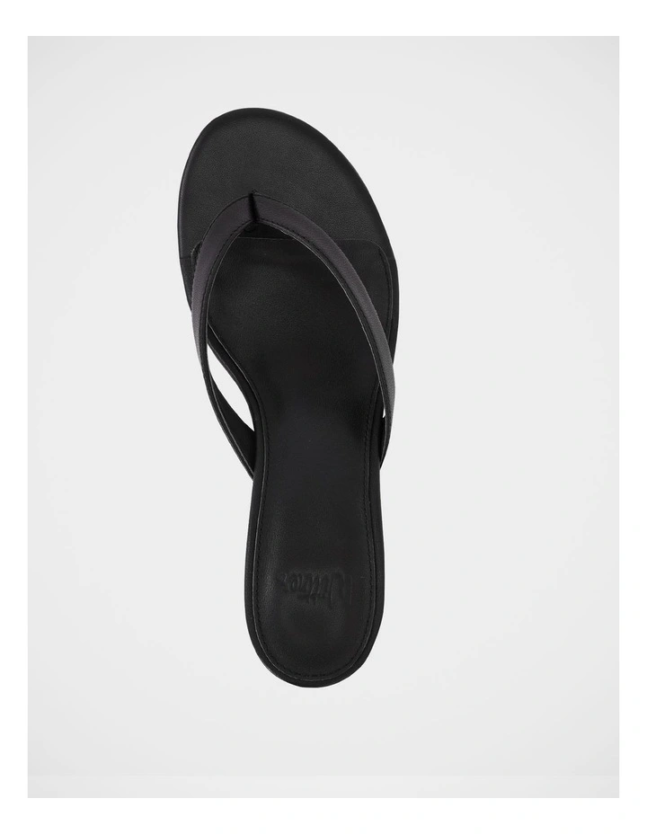 Gigi Leather kitten Heel Thong in Black image 5