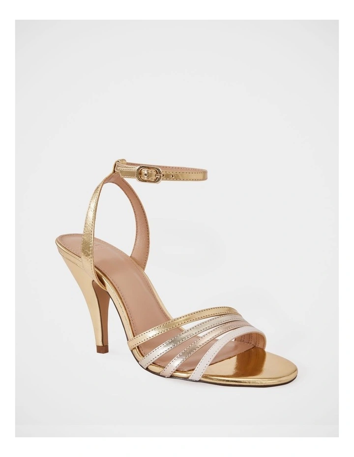 Tate Metallic Leather Strappy Heel in Gold image 2