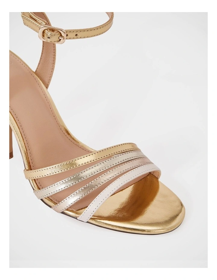 Tate Metallic Leather Strappy Heel in Gold image 3
