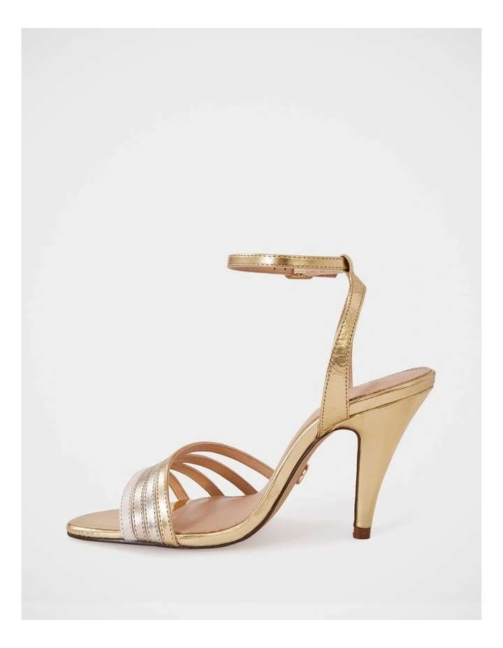 Tate Metallic Leather Strappy Heel in Gold image 6