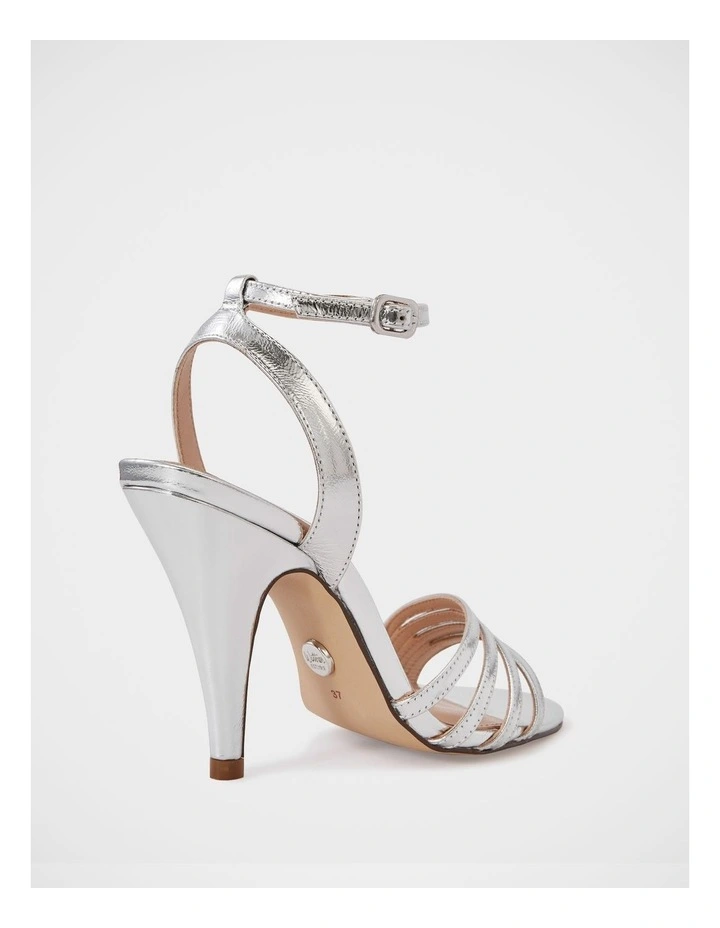 Tate Metallic Leather Strappy Heel in Silver image 4