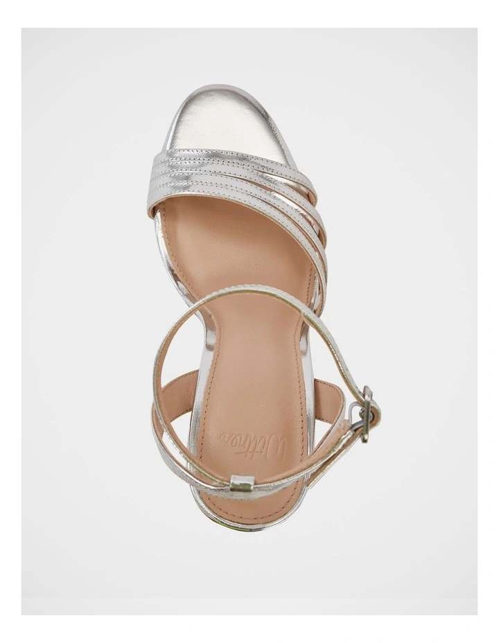 Tate Metallic Leather Strappy Heel in Silver image 5
