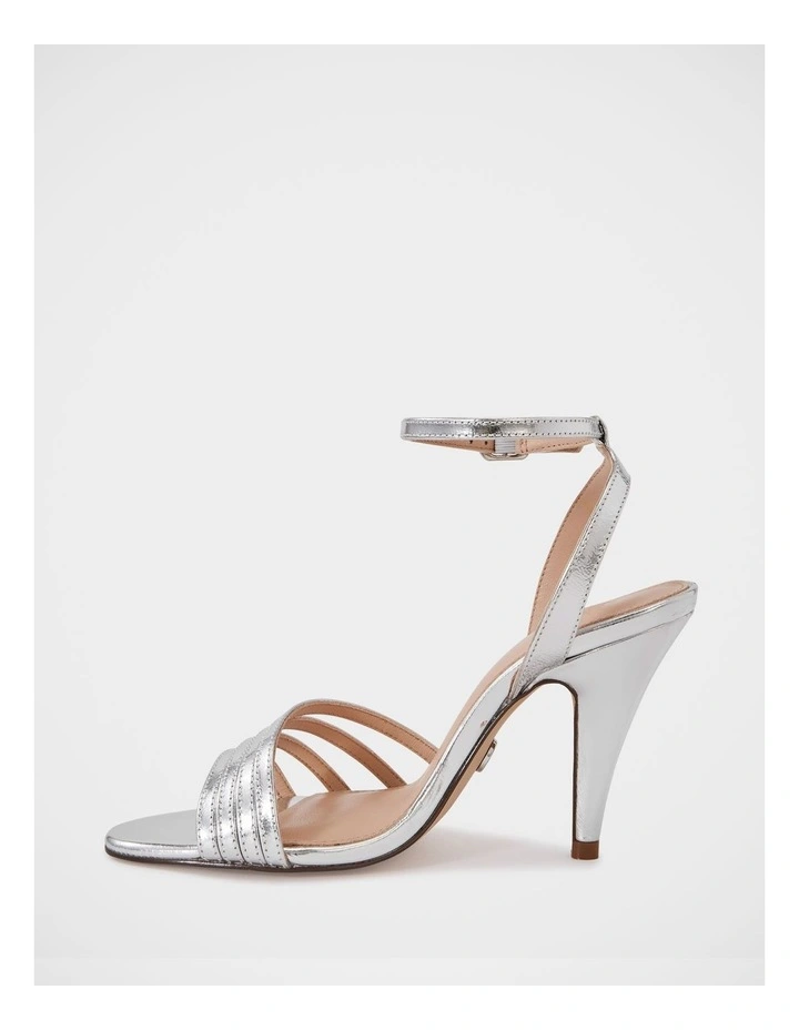 Tate Metallic Leather Strappy Heel in Silver image 6