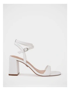 Colette Leather Block Heel in White