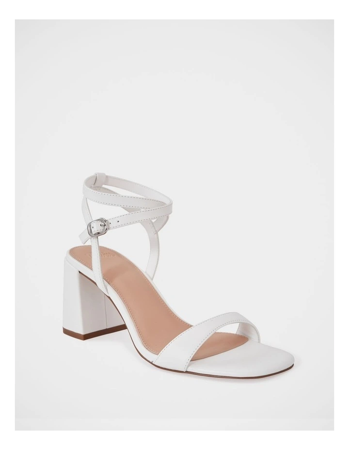 Colette Leather Block Heel in White image 2