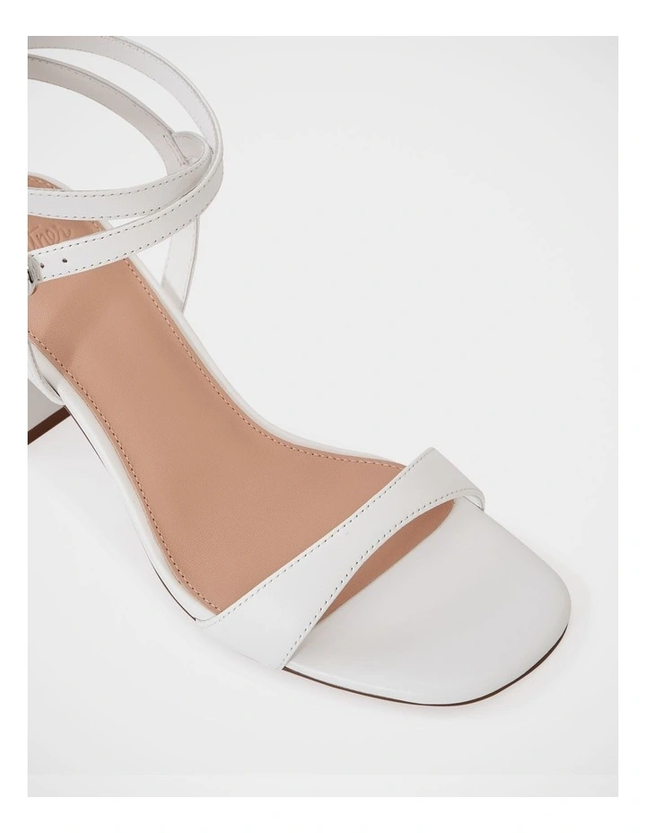 Colette Leather Block Heel in White image 3