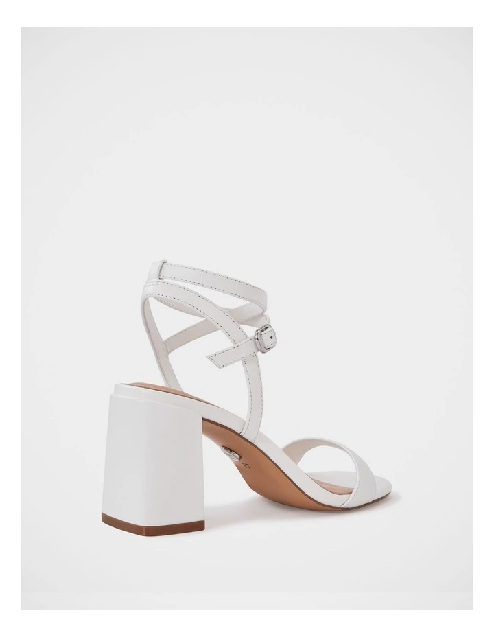 Colette Leather Block Heel in White image 4