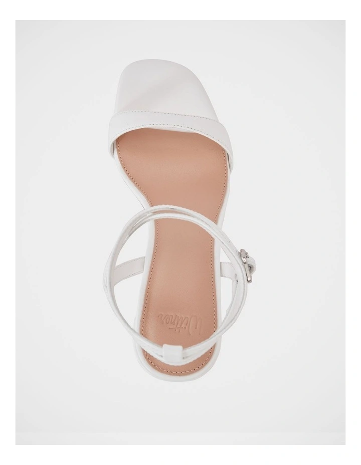 Colette Leather Block Heel in White image 5