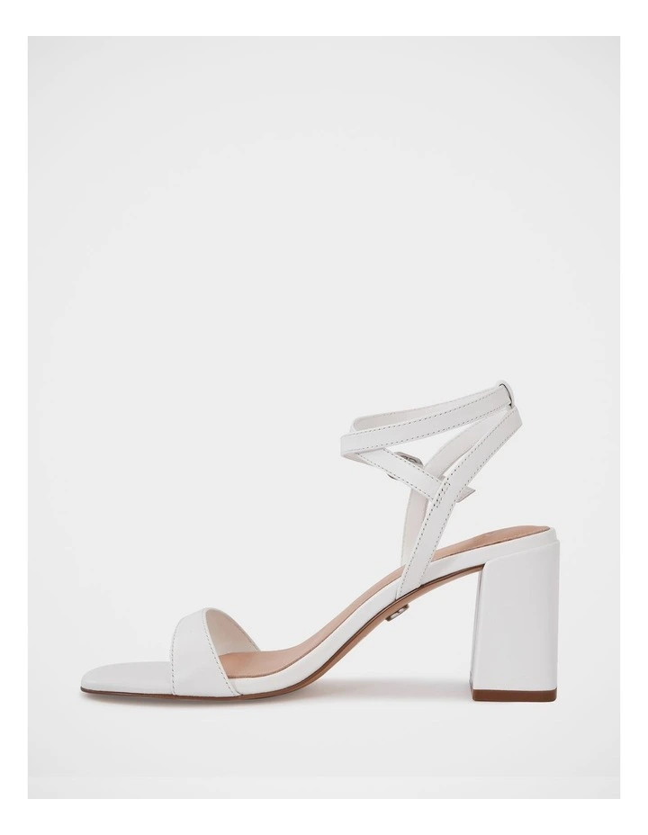 Colette Leather Block Heel in White image 6