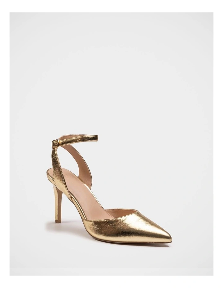 Reva Leather Stiletto Heel in Gold image 2