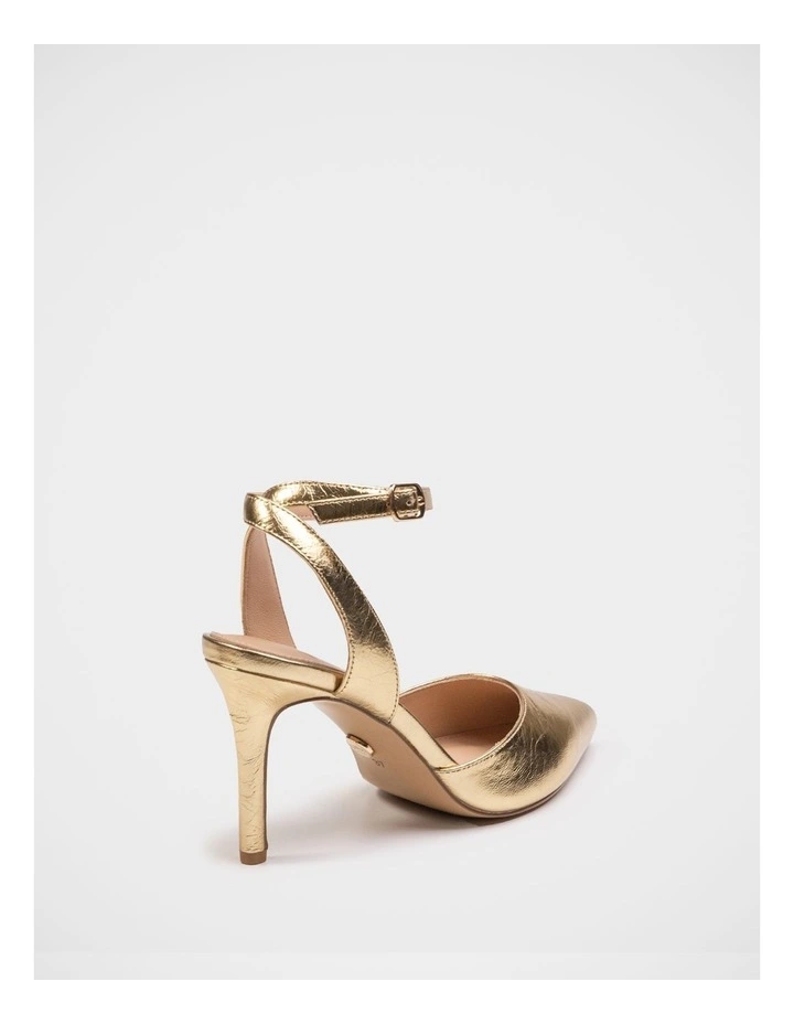 Reva Leather Stiletto Heel in Gold image 4