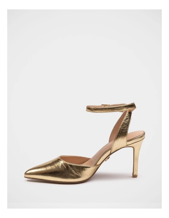 Reva Leather Stiletto Heel in Gold image 6