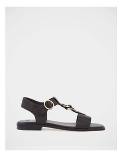 Dalia Pebble Leather Sandal in Black