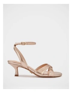 Georgina Metallic Leather Strappy Heel in Champagne