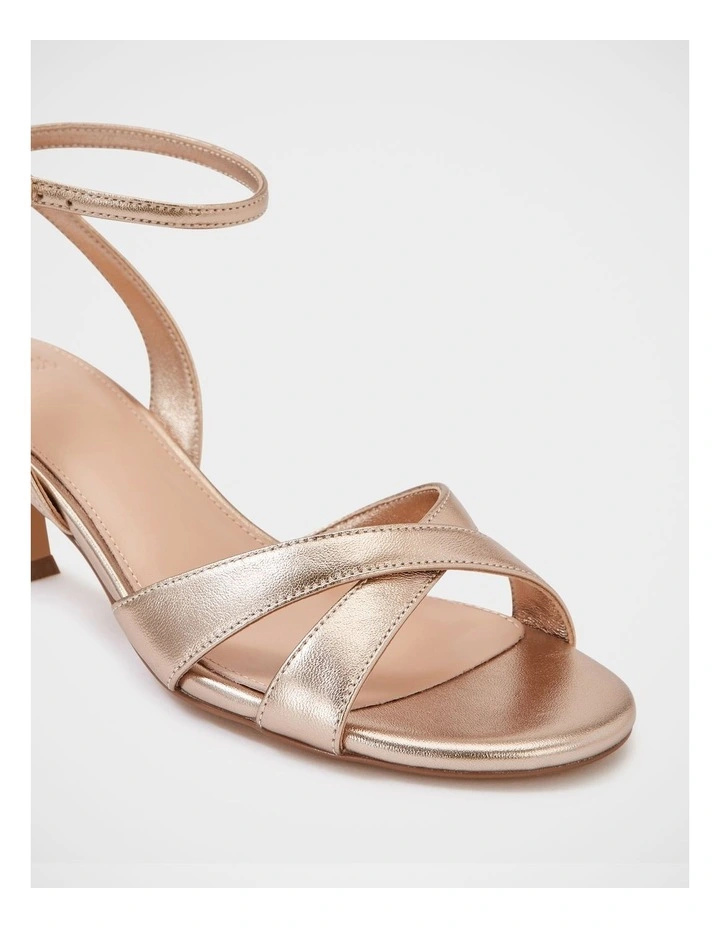 Georgina Metallic Leather Strappy Heel in Champagne image 3
