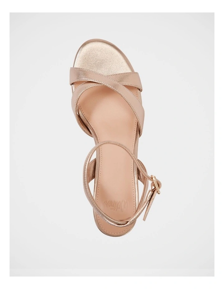 Georgina Metallic Leather Strappy Heel in Champagne image 5