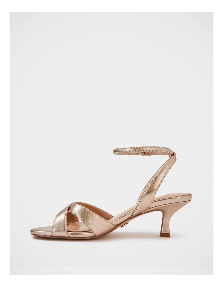 Georgina Metallic Leather Strappy Heel in Champagne image 6