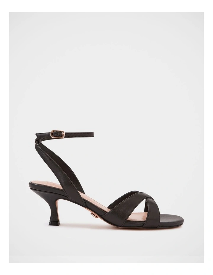 Georgina Leather Strappy Heel in Black image 1