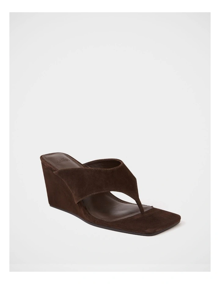Perri Suede Leather Wedge Thong in Espresso image 2