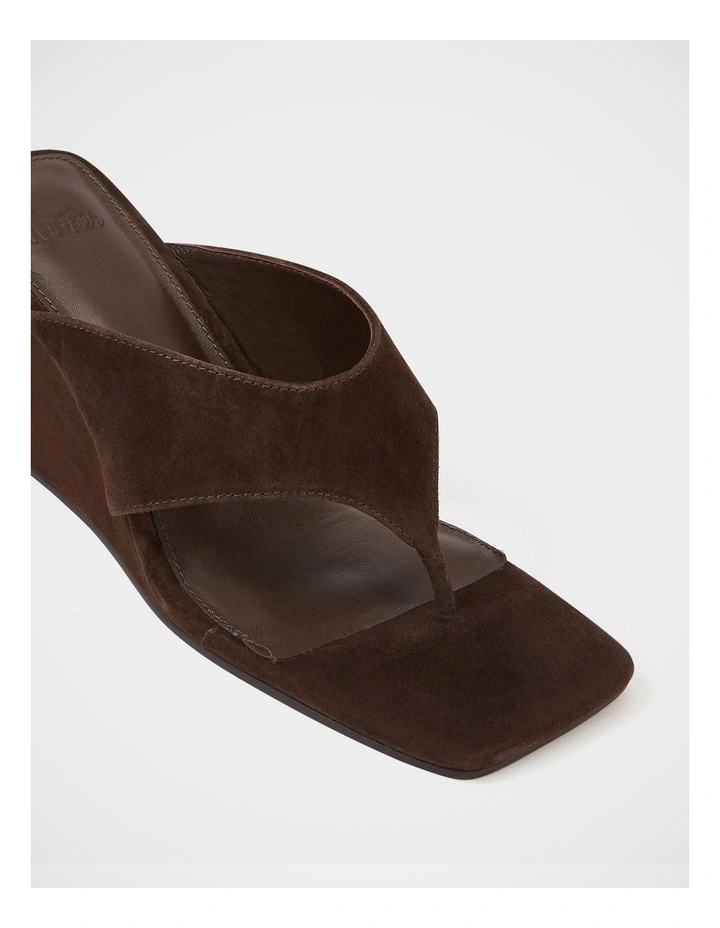 Perri Suede Leather Wedge Thong in Espresso image 3