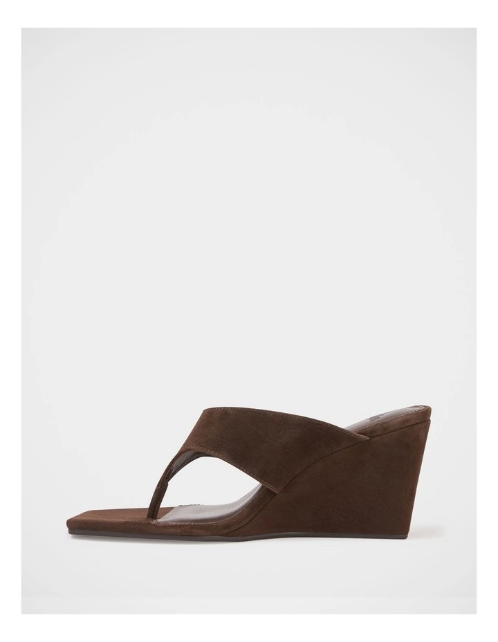 Perri Suede Leather Wedge Thong in Espresso image 6