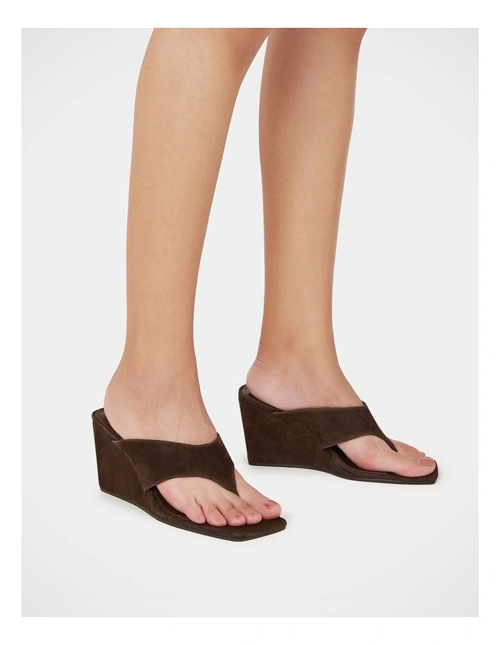Perri Suede Leather Wedge Thong in Espresso image 7