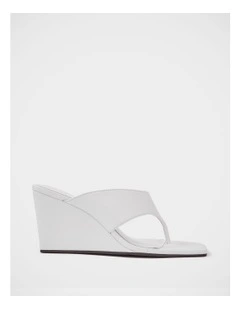 Perri Leather Wedge Thong on White