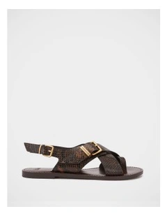 Danna Emboss Leather Sandal in Snake