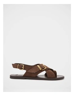 Danna Suede Leather Sandal In Tawny Brown