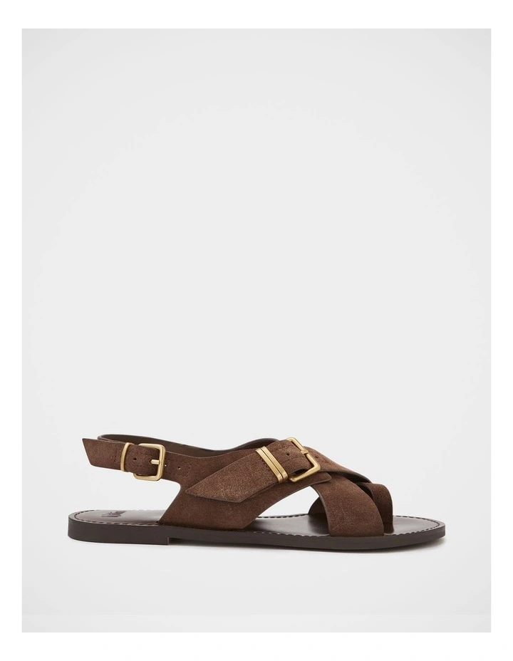 Danna Suede Leather Sandal In Tawny Brown image 1