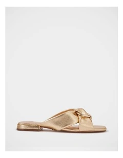 Essence Metallic Leather Sandal in Gold